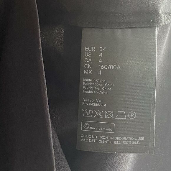 Kenzo x H&M Silk Blouse XS Black Beaded Ruffled Goth Dark Romantic Whimsigoth - Picture 10 of 12